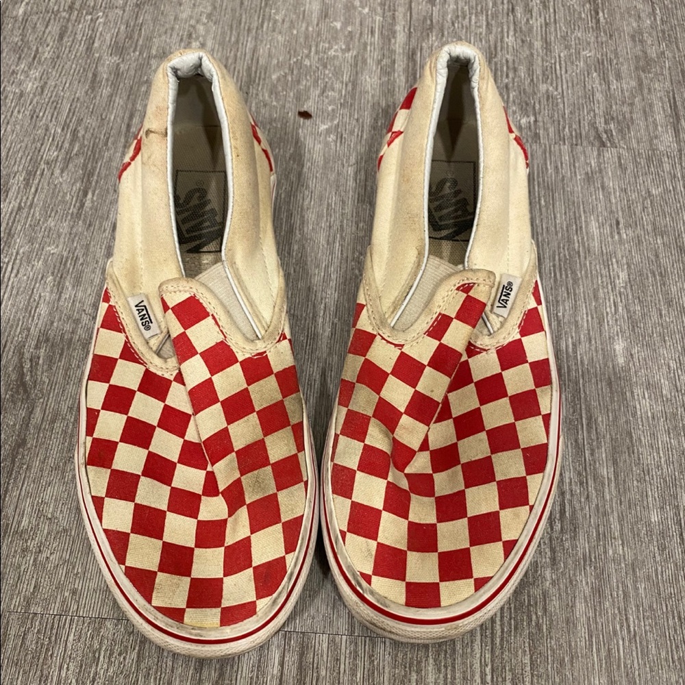 Red/Cream Checkered Vans